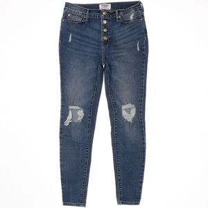 Denizen Jeans Juniors Size 9 High Rise Jegging Distressed Button Stretch 28x26.5